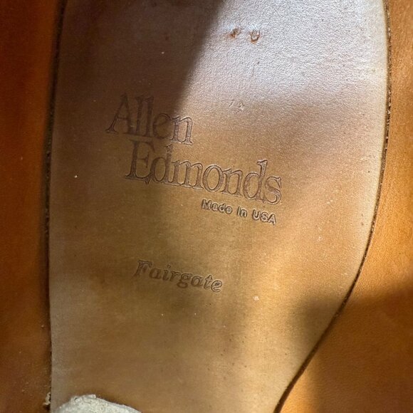 Allen Edmonds Fairgate Mens 11.5D Brown Leather Oxford Dress Shoes - Picture 5 of 9